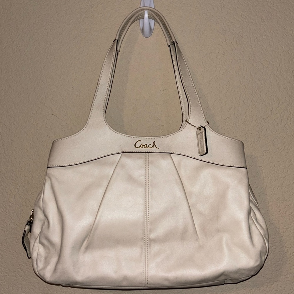 Coach creme & purple Lexi bag